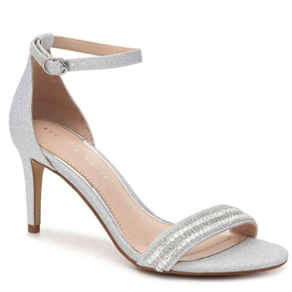 Silver Metallic Glitter Heels - Sz 9 - Picture 1 of 6